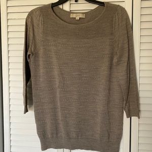 Loft Scoop Neck Tan Sweater